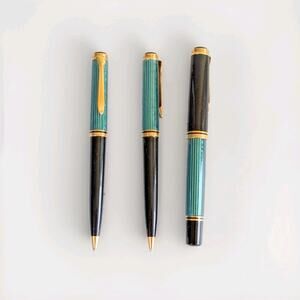 Lot 3 Vintage Pelikan Souveran Ballpoint Rollball Pen w Mechanical Pencil